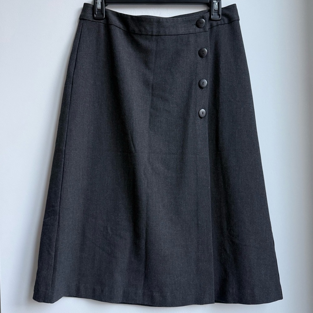J. Jill Charcoal A-Line Skirt with Button Detail Petite Stretch 6P